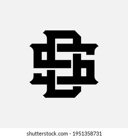 Initial letters S, D, SD or DS overlapping, interlock, monogram logo, black color on white background