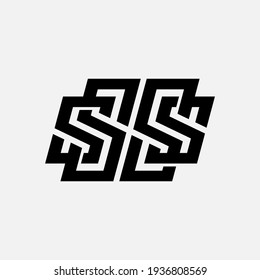 Initial letters S, SS, SSS or SSSS overlapping, interlock, monogram logo, black color on white background