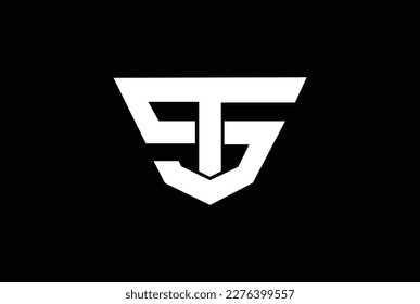 Initial letters S, S, T, ST or TS overlapping, interlock, monogram logo, white color on black background.