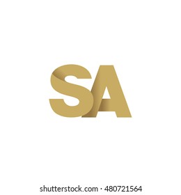Initial letters SA overlapping fold logo brown gold