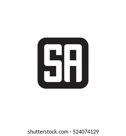 Initial letters SA rounded square shape monogram black simple logo