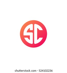 Initial letters SC circle shape red orange simple logo