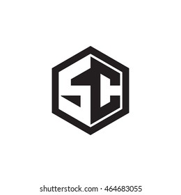 Initial letters SC negative space hexagon shape monogram logo