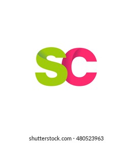 Initial letters SC overlapping fold logo green magenta