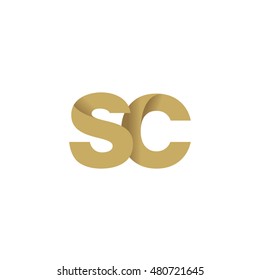 Initial letters SC overlapping fold logo brown gold