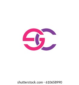 Initial letters sc, round overlapping chain shape lowercase logo modern design pink purple