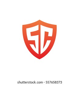 Initial letters SC shield shape red simple logo