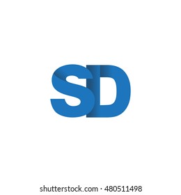 Initial letters SD overlapping fold logo blue