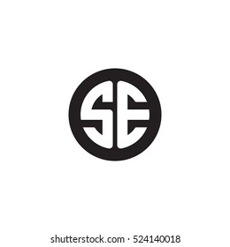 Initial letters SE circle shape monogram black simple logo