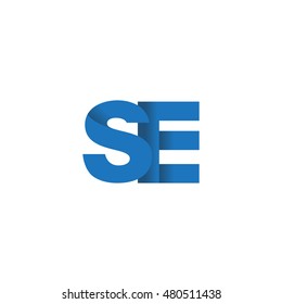 Initial letters SE overlapping fold logo blue