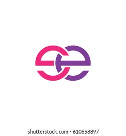 Initial letters se, round overlapping chain shape lowercase logo modern design pink purple