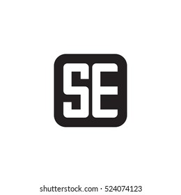 Initial letters SE rounded square shape monogram black simple logo