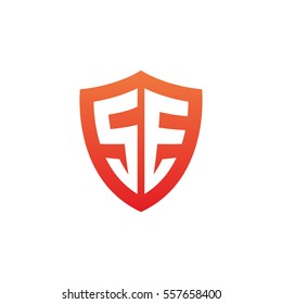 Initial letters SE shield shape red simple logo