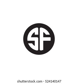 Initial letters SF circle shape monogram black simple logo