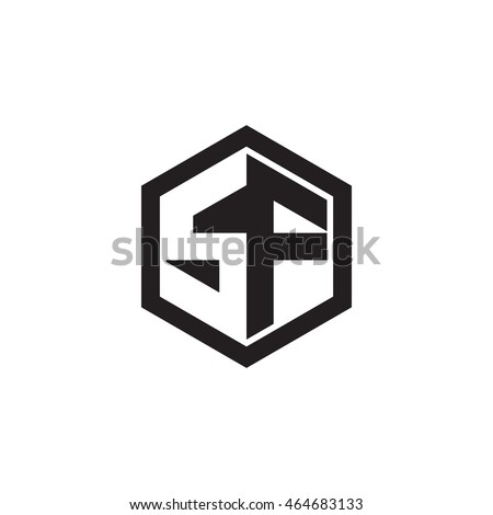 initial letters sf negative space hexagon のベクター画像素材