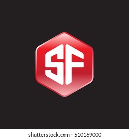 Initial letters SF rounded hexagon shape red modern logo
