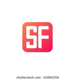 Initial letters SF rounded square shape red orange simple logo