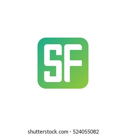 Initial letters SF rounded square shape green simple logo