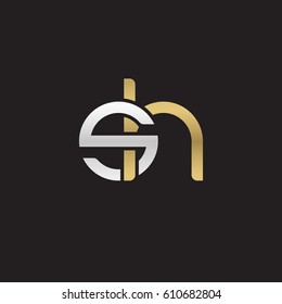 Initial letters sh, round overlapping chain shape lowercase logo modern design silver gold