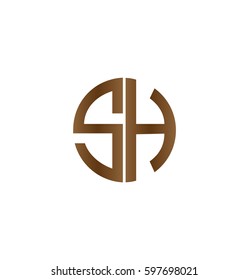 Initial letters SH wreath logo circle shape symbol