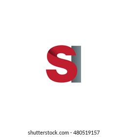 Initial letters SI overlapping fold logo red gray