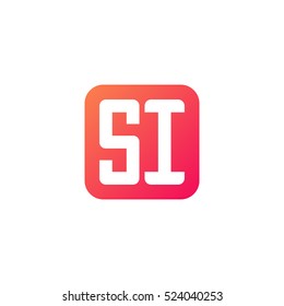 Initial letters SI rounded square shape red orange simple logo