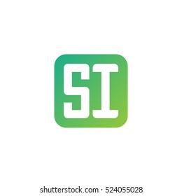 Initial letters SI rounded square shape green simple logo