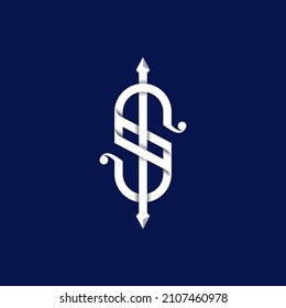 Initial letters SI vintage monogram design logo template