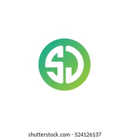 Initial letters SJ circle shape green simple logo