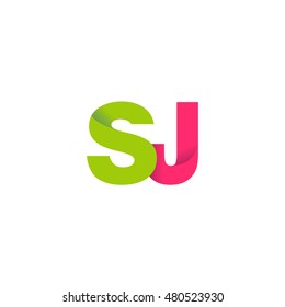 Initial letters SJ overlapping fold logo green magenta