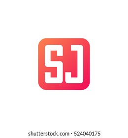 Initial letters SJ rounded square shape red orange simple logo
