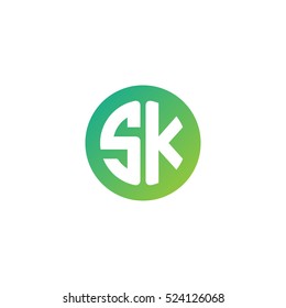 Initial letters SK circle shape green simple logo