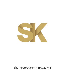Initial letters SK overlapping fold logo brown gold