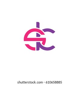 Initial letters sk, round overlapping chain shape lowercase logo modern design pink purple