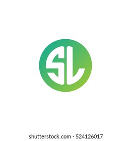 Initial letters SL circle shape green simple logo