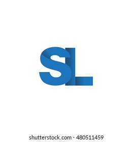 Initial letters SL overlapping fold logo blue