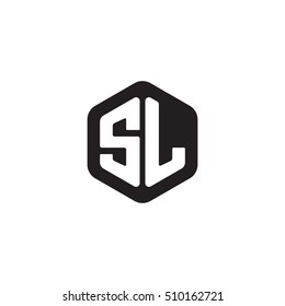 Initial letters SL rounded hexagon shape monogram black simple modern logo