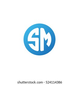 Initial letters SM circle shape blue simple logo