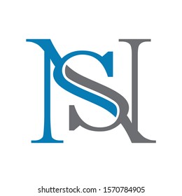 Initial letters SN or NS modern logo template