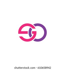 Initial letters so, round overlapping chain shape lowercase logo modern design pink purple