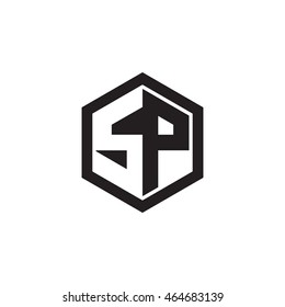 Initial letters SP negative space hexagon shape monogram logo