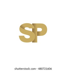 Initial letters SP overlapping fold logo brown gold