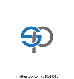 Initial letters sp, round overlapping chain shape lowercase logo modern design blue gray
