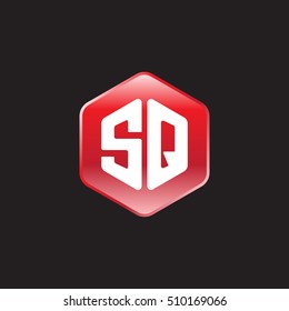 Initial letters SQ rounded hexagon shape red modern logo