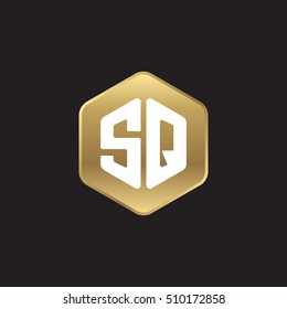Initial letters SQ rounded hexagon shape gold modern logo