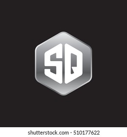 Initial letters SQ rounded hexagon shape silver modern logo