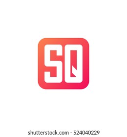 Initial letters SQ rounded square shape red orange simple logo