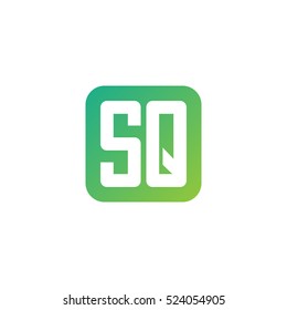 Initial letters SQ rounded square shape green simple logo