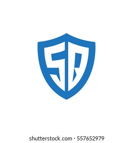 Initial letters SQ shield shape blue simple logo