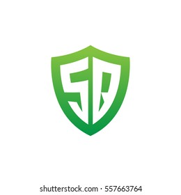 Initial letters SQ shield shape green simple logo